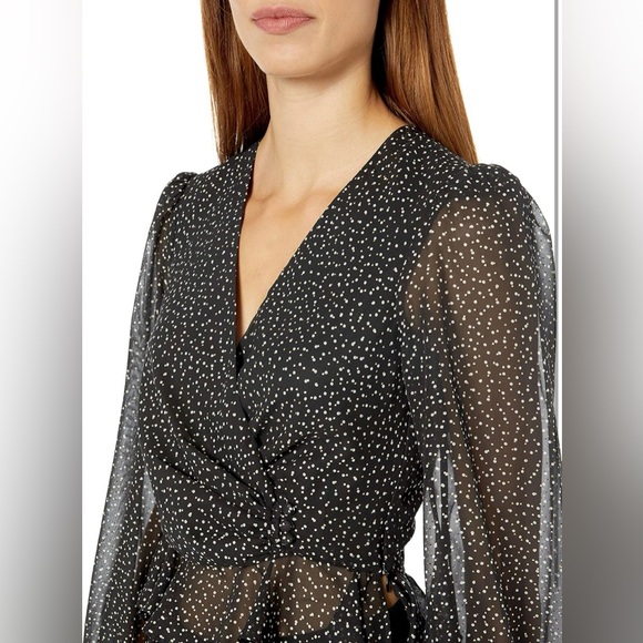 JILL JILL STUART Women's Wrap Top Foil Printed Chiffon - Picture 2 of 7